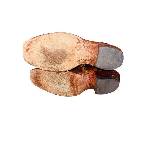 JUSTIN L2667 PINK TAN LEATHER SQUARE TOE COWBOY WESTERN COWGIRL GLAM BOOTS 7.5 - Picture 8 of 14